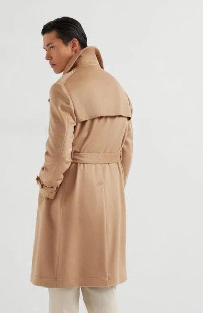 Brunello Cucinelli Double-breasted Cashmere Coat In Brown