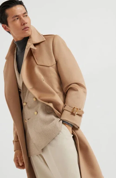 Brunello Cucinelli Double-breasted Cashmere Coat In Brown