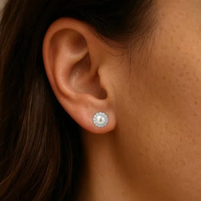 Donatello Gian Sterling Silver Pearl Halo Earrings In Silver