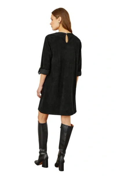 Yumi Cord Tunic Dress With Pockets In Black