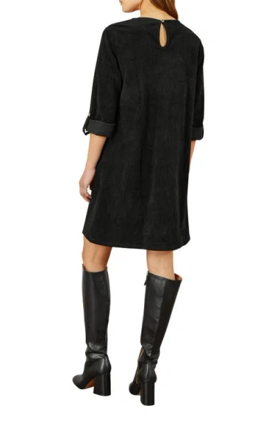 Yumi Cord Tunic Dress With Pockets In Black