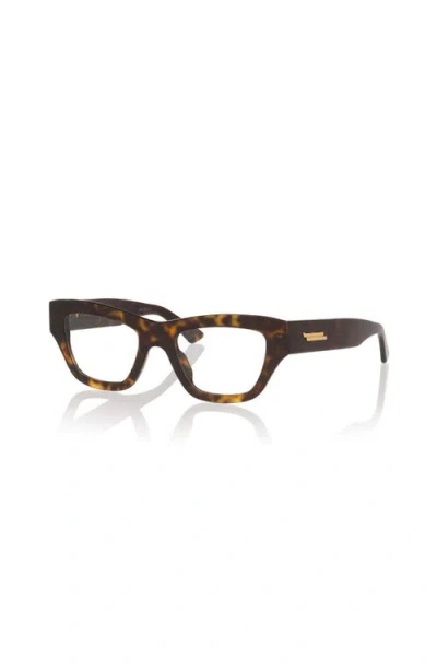 Bottega Veneta 49mm Rectangle Optical Glasses In Brown