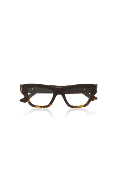 Bottega Veneta 49mm Rectangle Optical Glasses In Brown