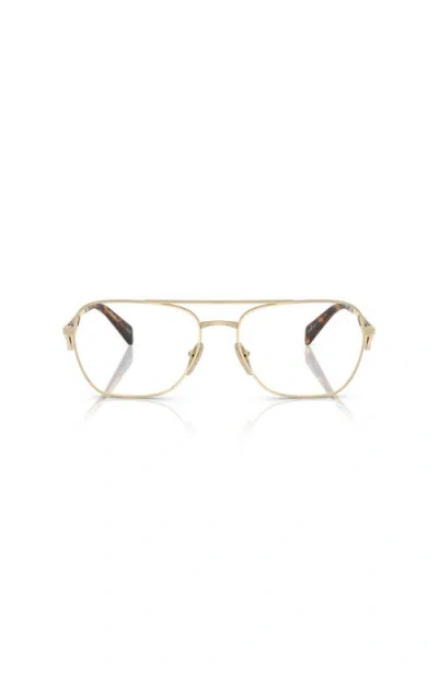 Prada 57mm Pilot Optical Glasses In Gold