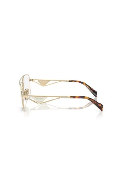 Prada 57mm Pilot Optical Glasses In Gold