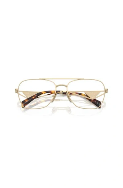 Prada 57mm Pilot Optical Glasses In Gold