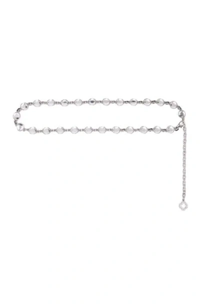Maje Womens Chain And Rhinestone Metal Belt Silvery In Silver