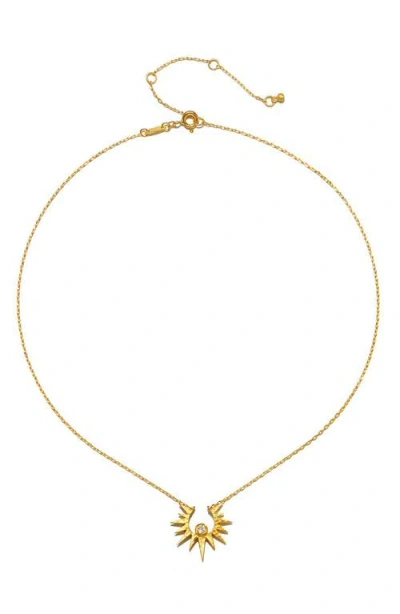 Satya Jewelry Unveiling Dreams White Topaz Starburst Necklace In Gold