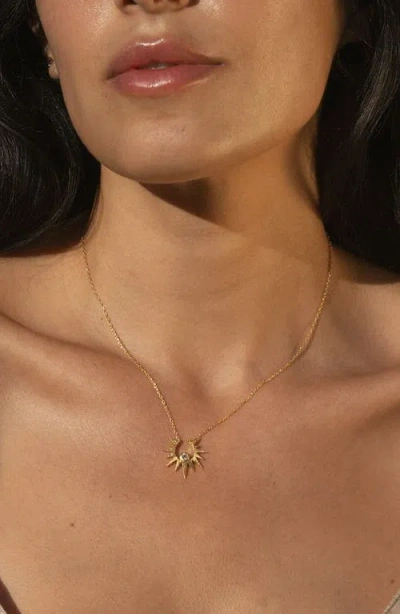 Satya Jewelry Unveiling Dreams White Topaz Starburst Necklace In Gold