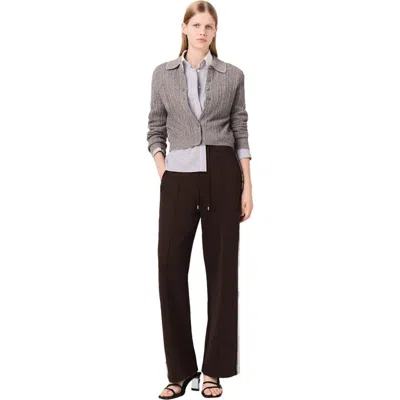 Maje Straight-striped Trousers In Brown