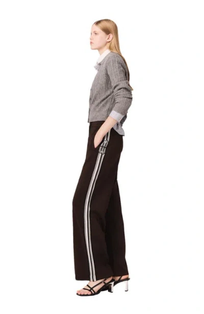 Maje Straight-striped Trousers In Brown