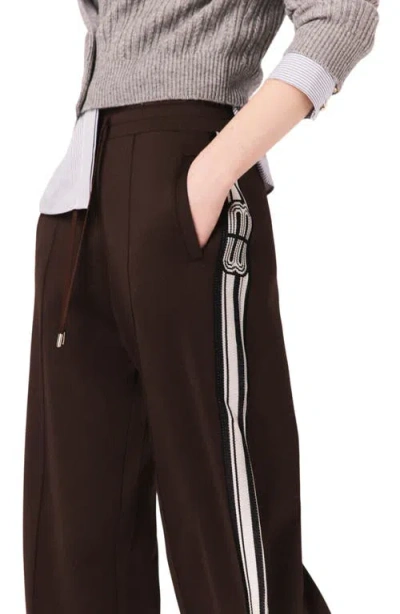 Maje Straight-striped Trousers In Brown