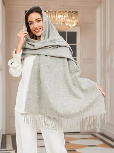 Silksilky Pure Wool Scarf Shawl In Gray