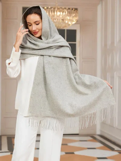 Silksilky Pure Wool Scarf Shawl In Gray