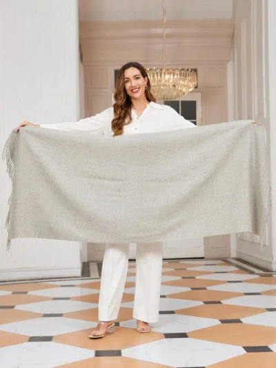 Silksilky Pure Wool Scarf Shawl In Gray