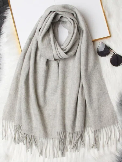 Silksilky Pure Wool Scarf Shawl In Gray