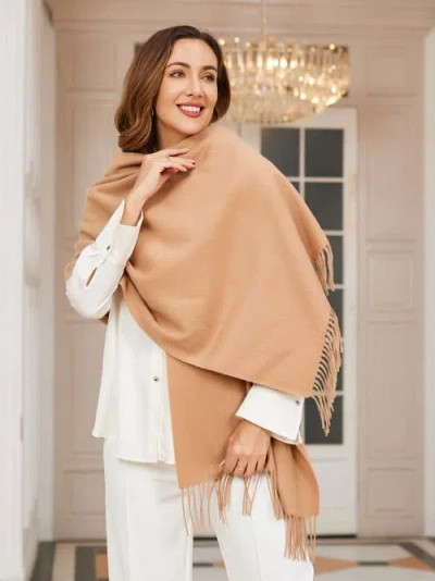 Silksilky Pure Wool Scarf Shawl In Brown