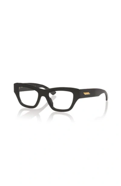 Bottega Veneta 49mm Rectangle Optical Glasses In Black