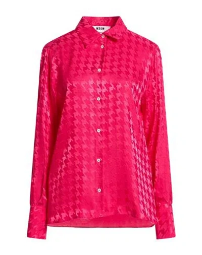 Msgm Woman Shirt Fuchsia Size 8 Acetate, Viscose In Multi