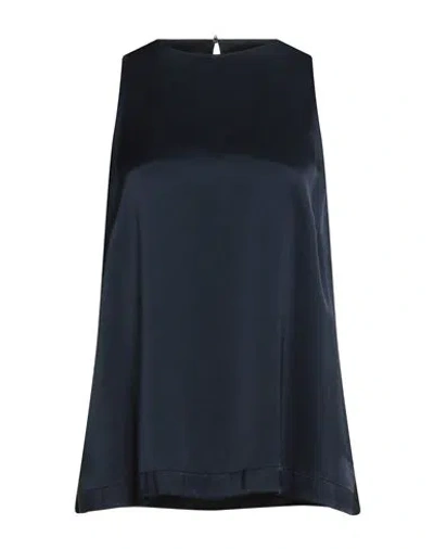 Ottod'ame Woman Top Midnight Blue Size 8 Viscose In Animal Print