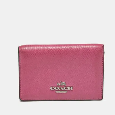Pre-owned Coach Pink Leather Bifold Card Holder
