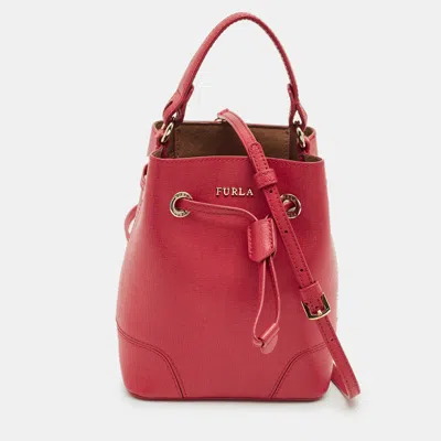 Pre-owned Furla Pink Leather Mini Stacy Drawstring Bucket Bag