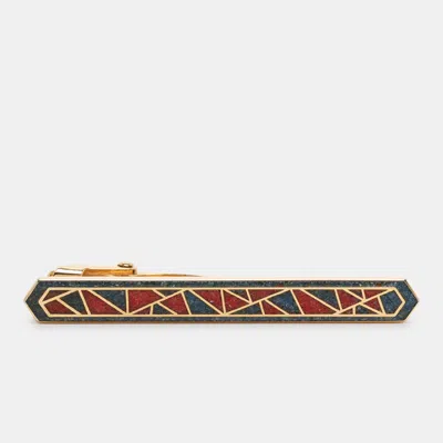 Pre-owned Givenchy Gold Tone Metal And Multicolor Resin Inlay Tie Clip