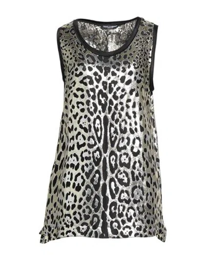 Dolce & Gabbana Woman Top Gold Size 6 Viscose, Polyester, Silk In Metallic