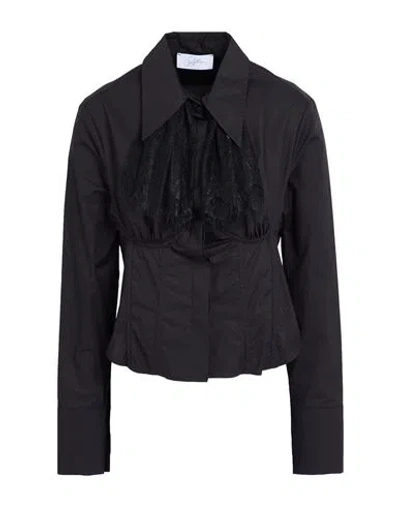 Soallure Woman Shirt Black Size 8 Cotton In Black