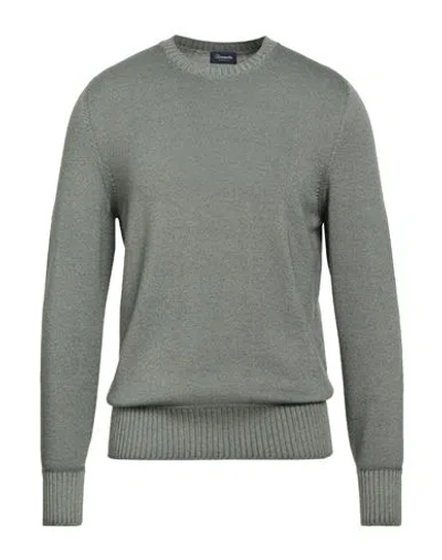 Drumohr Man Sweater Sage Green Size 46 Merino Wool In Green
