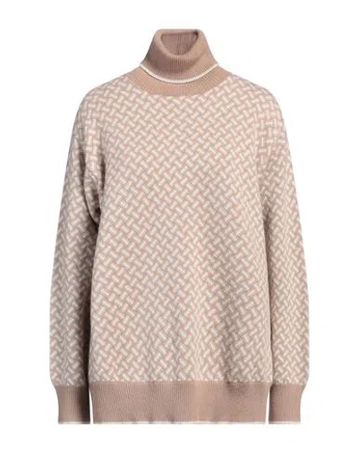 Drumohr Woman Turtleneck Beige Size L Cashmere In Neutral