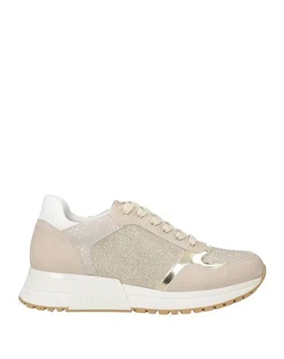 Liu •jo Woman Sneakers Gold Size 5 Textile Fibers In Neutral