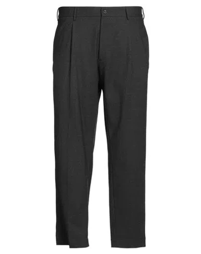 Santaniello Man Pants Charcoal Size 42 Polyester, Wool, Elastane In Black