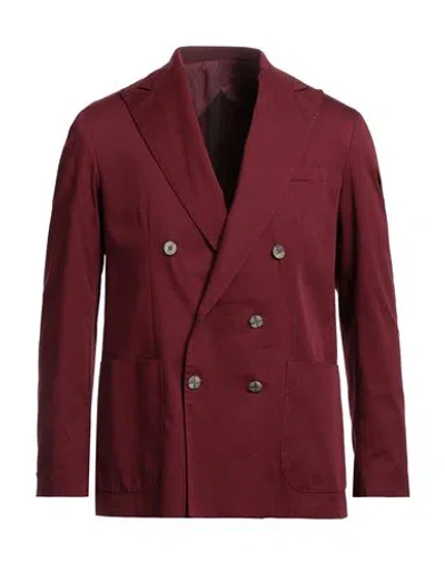 Neill Katter Man Blazer Burgundy Size 34 Cotton, Elastane In Red