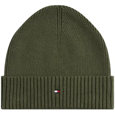 Tommy Hilfiger Flag Beanie Hat Green In Green