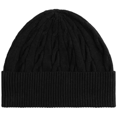 Tommy Hilfiger Cable Knit Beanie Hat Black In Black
