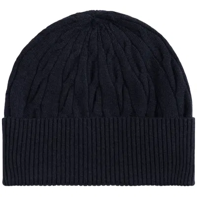 Tommy Hilfiger Cable Knit Beanie Hat Navy In Black