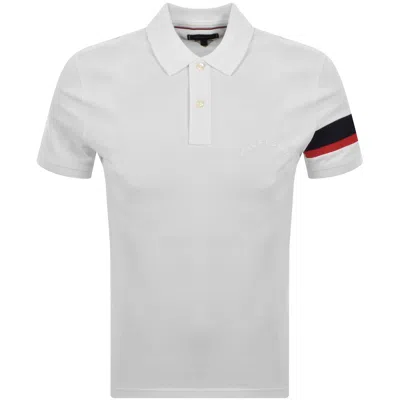 Tommy Hilfiger Sleeve Tape Polo T Shirt White In White