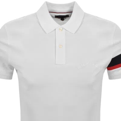 Tommy Hilfiger Sleeve Tape Polo T Shirt White In White