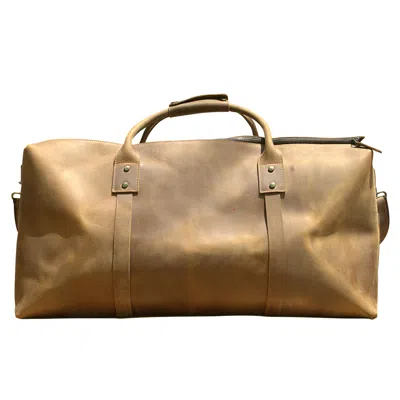 Touri Men's Genuine Leather Holdall Luggage Bag- Light Brown In Brown