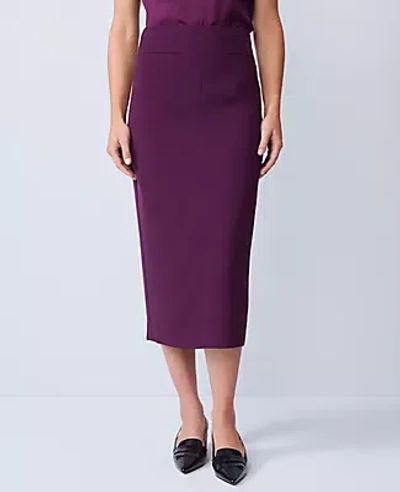 Ann Taylor Petite Fluid Crepe Pocket Midi Skirt In Purple