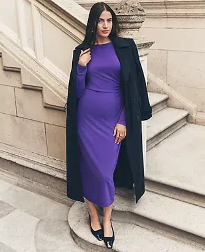 Ann Taylor Petite Fitted Double Breasted Long Coat In Purple