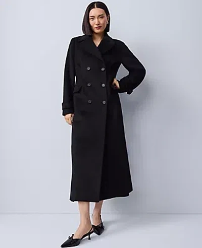 Ann Taylor Petite Fitted Double Breasted Long Coat In Purple