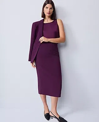 Ann Taylor Petite Fluid Crepe Pocket Midi Skirt In Purple