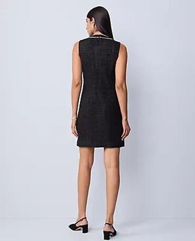 Ann Taylor Tweed Button Shift Dress In Black
