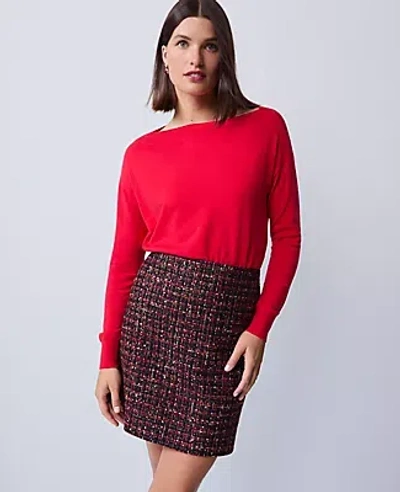 Ann Taylor Petite Tweed A-line Skirt In Red