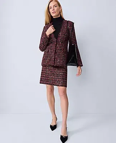 Ann Taylor Petite Tweed A-line Skirt In Red