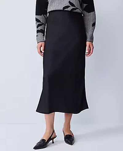Ann Taylor Petite Satin Bias Slip Skirt In Black