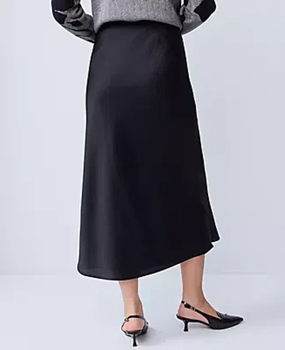 Ann Taylor Petite Satin Bias Slip Skirt In Black
