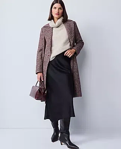 Ann Taylor Petite Satin Bias Slip Skirt In Black